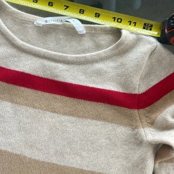 Athleta 100% cashmere lodge sweater chianti striped pullover cozy warm size XXS - Picture 5 of 9